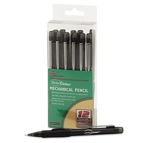 Skilcraft Mechanical Pencil w/ Grip, .5mm,Fine Pt,12/Pk,Translucent BK