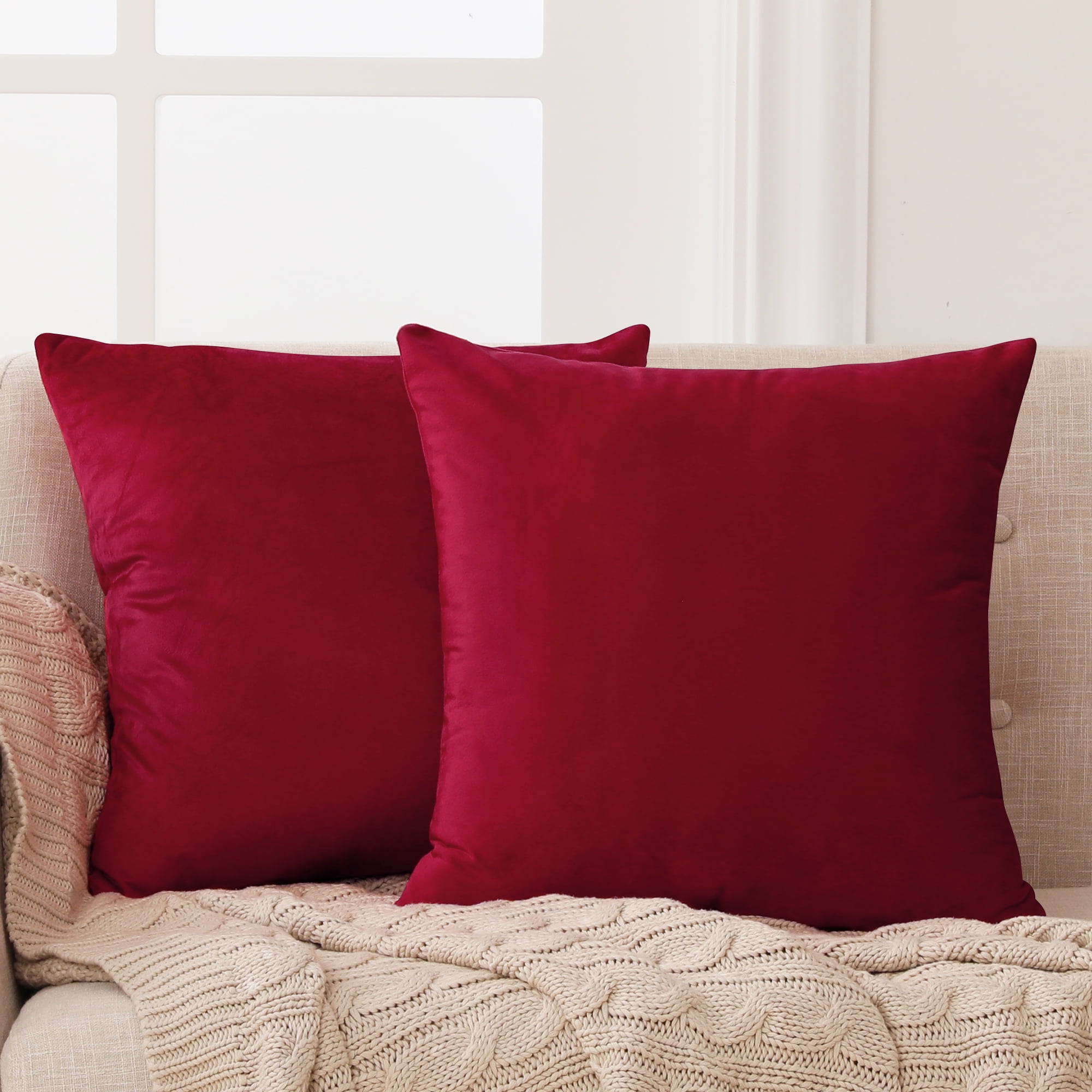 Deconovo Velvet Pillow Covers Vintage Soft Throw Pillow Covers for Bedroom Living Room and Sofa
