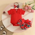 thumbnail image 2 of CAUYDY Preemie Girls Going Home Outfit Newborn Girl Short Sleeve Bodysuit Set Baby Fall Winter Clothes Infant Romper 3M 6M 9M 12M 18M 24M Sizes 3-6 Months,Red, 2 of 8