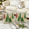 thumbnail image 5 of Christmas Pillow Covers 16 x 16 Inch Set of 2 Gold Green Colorful Christmas Trees Throw Pillow Covers Xmas Winter Holiday Decorative Pillow Covers Cushion Cases Decoration for Sofa Couch Gray, 5 of 6