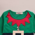 thumbnail image 4 of Unisex Baby Christmas Clothes Set Contrast Color Long Sleeve O-Neck Romper+Striped Leg Sleeves+Hat 3PCS, 4 of 7