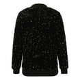 thumbnail image 3 of Womens Sequin Jacket Plus Size Sparkle Long Sleeve Jackets Front Zip Loose Blazer Bomber Coat with Pockets (Black L), 3 of 5