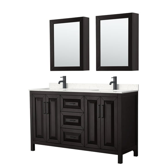 Wyndham Collection Wcv252560d-Vca-Med Daria 60" Free Standing Double Basin Vanity Set -