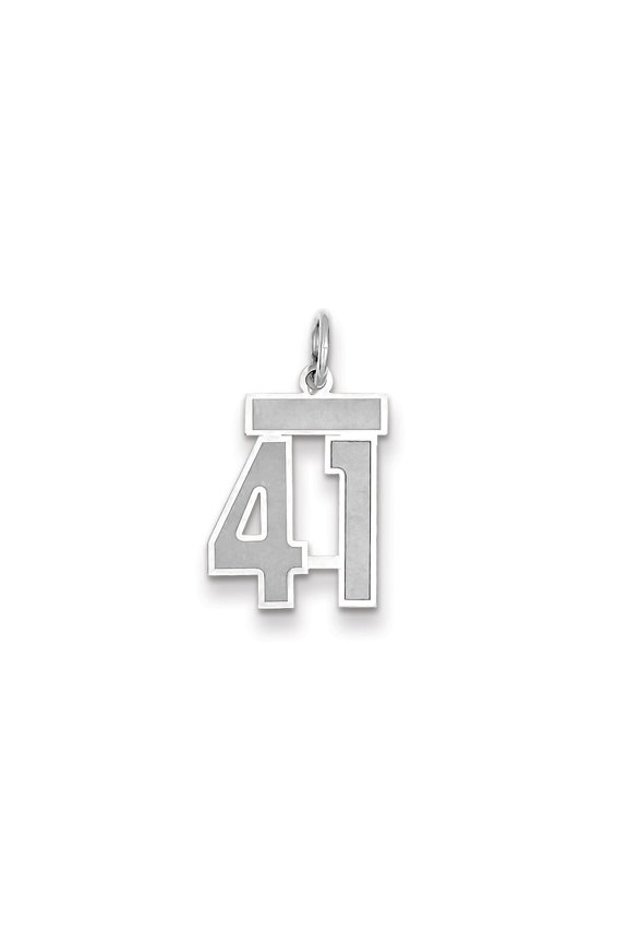 14K White Gold Charm Pendant Themed 41 Wg Small Satin Number