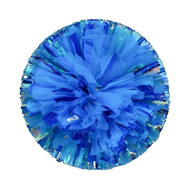 Nvzi 2 pompones metálicos para animadoras, para equipos de animación de fútbol, baloncesto, deportes, baile, fiestas, pompones de plástico para animadoras (azul)