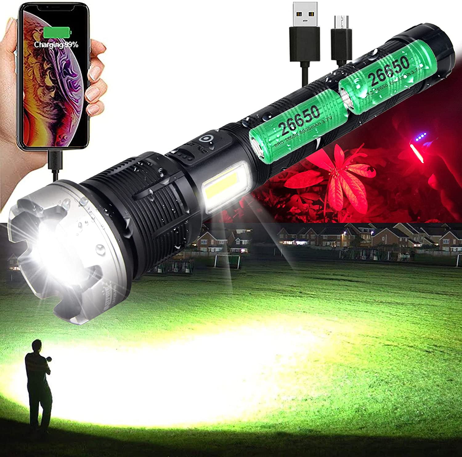 and Field Fishing… Green Long Range Beam Flashlight Used for Outdoor Climbing Teaching 