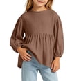 thumbnail image 7 of Yeaiivve Girls Long Sleeve Peplum Tops Cotton Linen Casual Babydoll Shirts for Baby Toddler Girl Solid Color Ruffle Hem Blouse Kids Fall Clothes Coffee 0-1 Years, 7 of 7