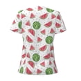 thumbnail image 5 of Wukai Hand Drawn Watermelon Casual V-Neck Graphic Tees for Women: Lightweight and Breathable Summer Tops with Stylish Design-Large, 5 of 8