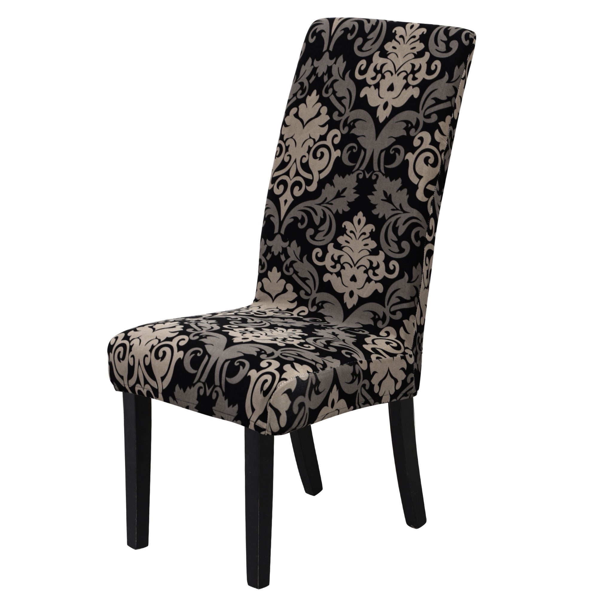 Unique Bargains Stretch Spandex Dining Chair Slipcover Black and Gray M