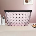 thumbnail image 5 of 3 Pcs Mesh Flocking Heart Pattern Makeup Bag for Vacation Pink Mesh Fabric, 5 of 6