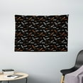 thumbnail image 1 of Space Tapestry, Cartoon Doodle Spacecraft Traveling to the Universe Cosmos UFOs Aliens Stars, Wall Hanging for Bedroom Living Room Dorm Decor, 60W X 40L Inches, Black Orange White, by Ambesonne, 1 of 2