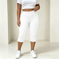 thumbnail image 4 of Noric Women's Plus Size Bow Tie Cuff Capri Leggings High Waist Stretchy Yoga Pants Side Split Casual Workout Cropped Tights, 4 of 9