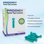 PRODIGY Sterile Lancets for Diabetes Blood Glucose Testing, 100 Count, Twist top, 28 Gauge Lancets, Single-Use Disposable Needle for Glucose Monitoring, Compatible with Most Lancing Devices