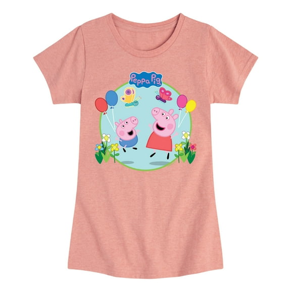 Peppa Pig - Peppa And George - Girls Toddler And Youth Fitted Short Sleeve Tee