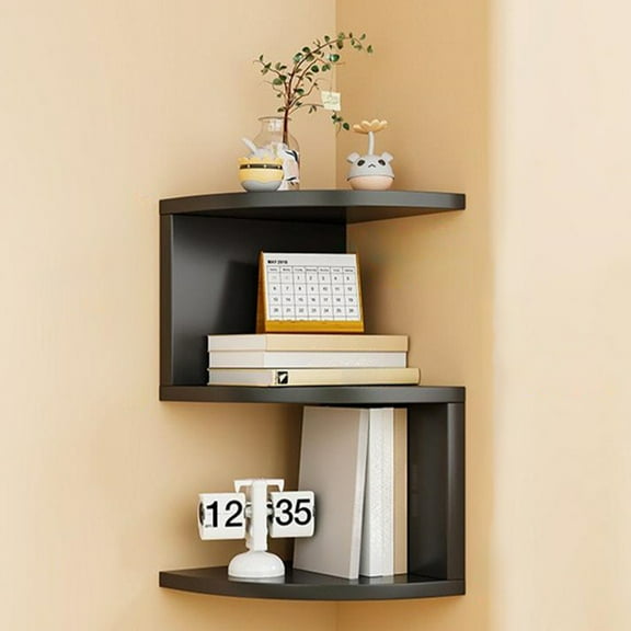 3-Tier Corner Shelf Wall Mount, Corner Bookshelf, Industrial Corner Ladder Shelf, Modern Display Shelf for Living Room, Bedroom, Kitchen, Home Office, Bathroom