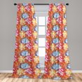thumbnail image 4 of Ambesonne Floral Curtains, Tropical Flowers Summer Art, Pair of 28"x95", Burnt Orange and Sea Blue, 4 of 5