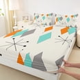 thumbnail image 3 of Manfei Abstract Geometric Rhombus Queen Sheet Sets,Modern Minimalist Aesthetic Flat Sheet,Orange Beige Blue Queen Fitted Sheet For Girls Boys,Super Cozy Room Decor,4-Piece, 3 of 7