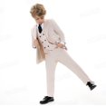 thumbnail image 4 of Conjunto de traje con clase para niño, traje de color Beige, un botón, sólido, 4 piezas, Blazer, chaleco, pantalones, corbata, esmoquin Formal para niño de 3 a 4 años, 4 of 5
