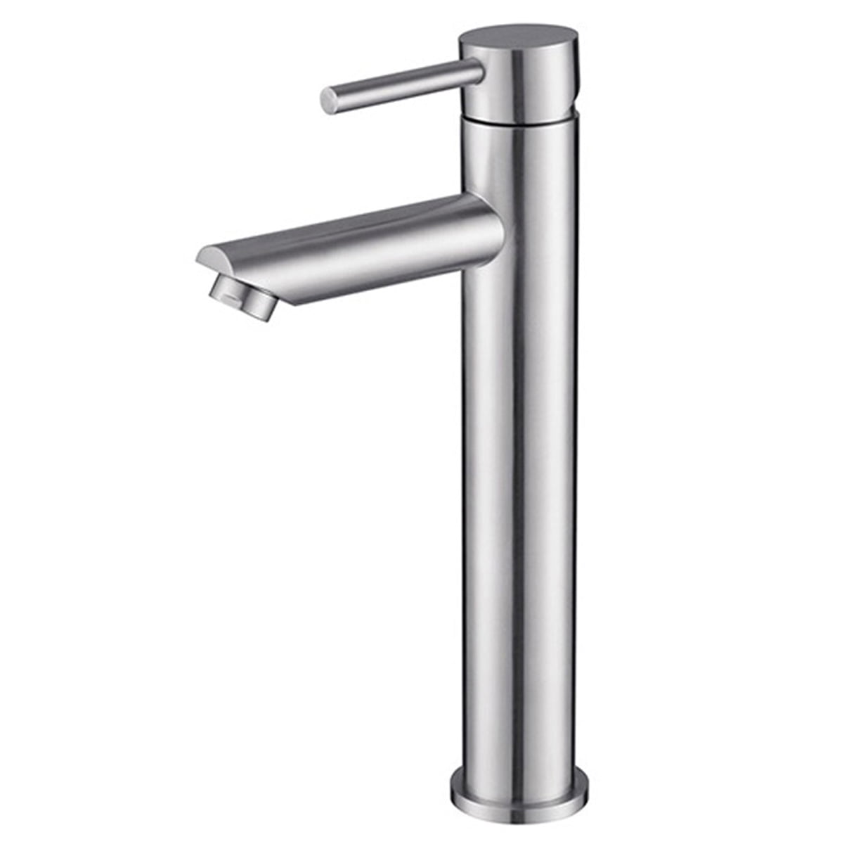 Tall Bathroom Vessel Sink Faucets Brushed Nickel Stainless Steel One Hole Single Handle Vanity