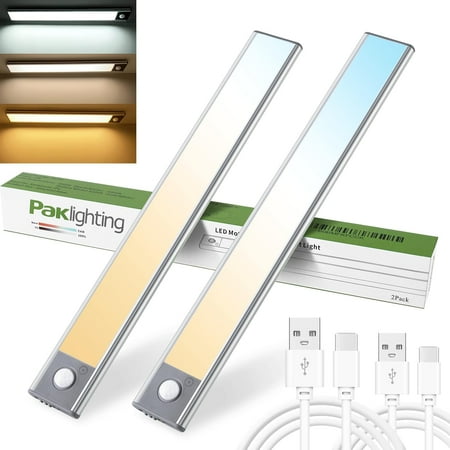

90Led Motion Sensor Cabinet Lights 3 Color Temperature Dimmable Closet Lights Wireless 2200Mah Battery Type C Usb Rechargeable Under Counter Lights For Kitchen Cupboard Bedroom Wardrobe Stairs-2Pcs