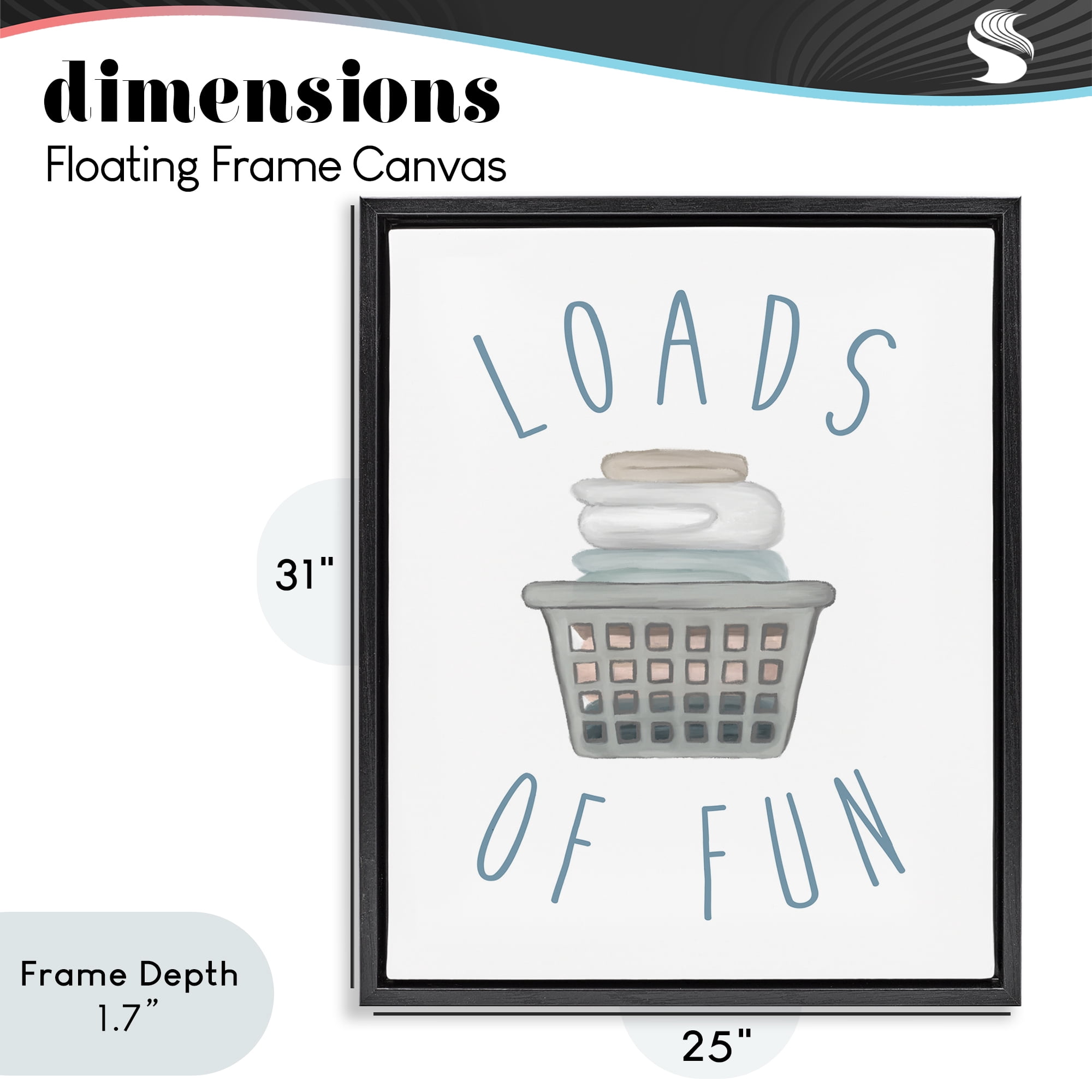 Stupell Industries Loads Of Fun Laundry Basket Black Framed Floater Canvas Wall Art, design by Elizabeth Medley