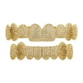 thumbnail image 1 of MERIGLARE Hip Hop Grill Set Tooth 8 Top Tooth 8 Bottom Tooth for Men Women Rapper Costume golden set, 1 of 9