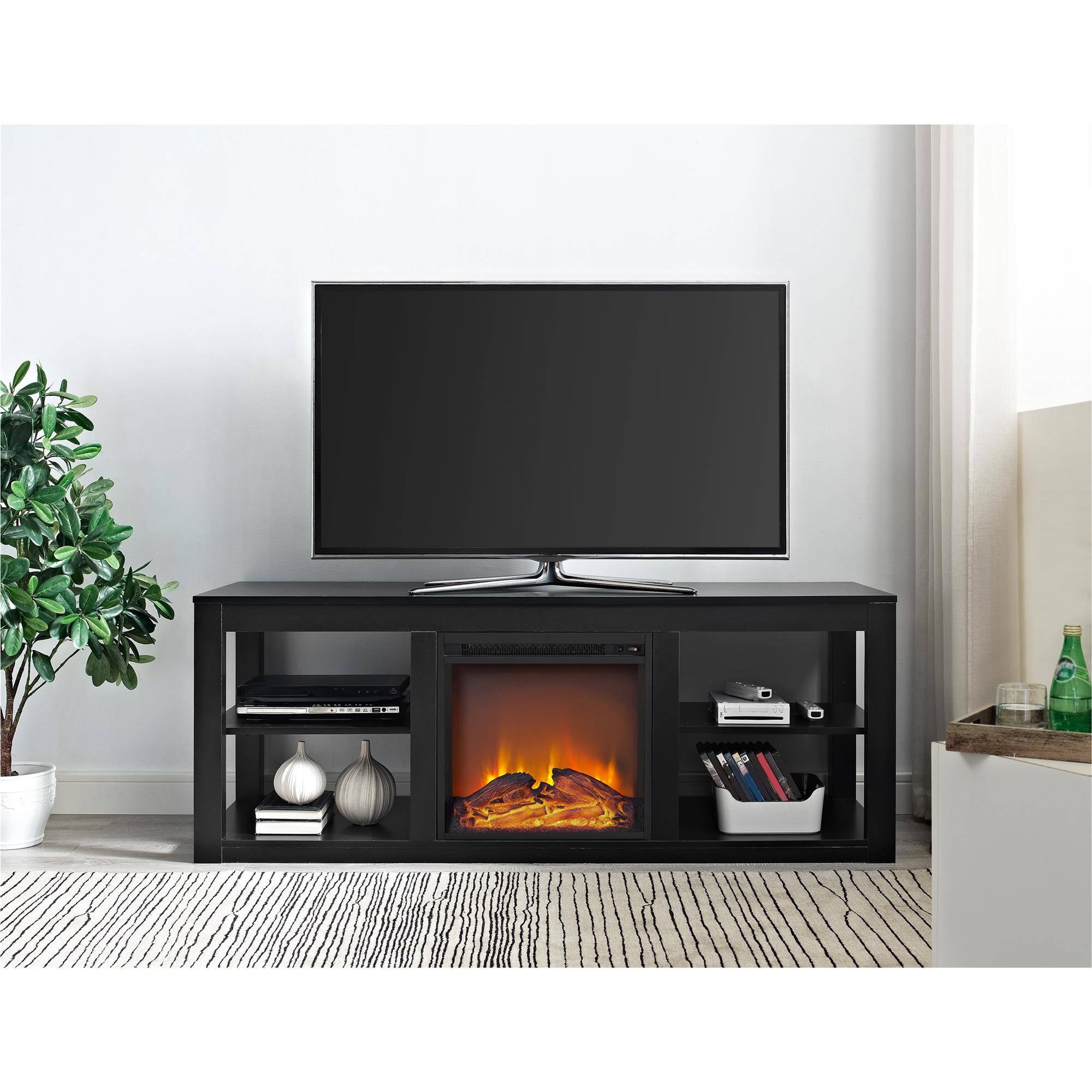 Ameriwood Home Parsons Electric Fireplace TV Stand for TVs up to 65quot;, Black  eBay