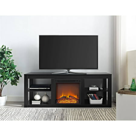 Ameriwood Home Parsons Electric Fireplace TV Stand for TVs up to 65quot; Black  Walmart.com