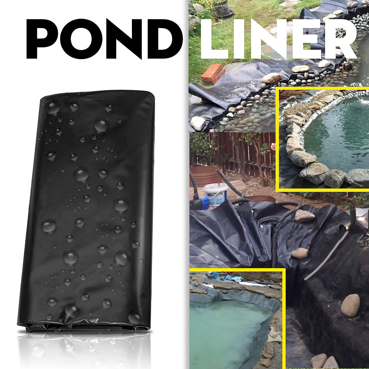 0.5mm HDPE Fish Pond Liner Gardens Pool Membrane Reinforced Pools Landscaping 