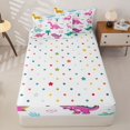 thumbnail image 4 of Metsweet Cartoon Dino Zipper Full Size Comforter Sets with Fitted Sheet and 2 Pillowcases, Kawaii Dinosaurs Animal Zipper Bedding Set, Pink Blue Green,4pcs, 4 of 6