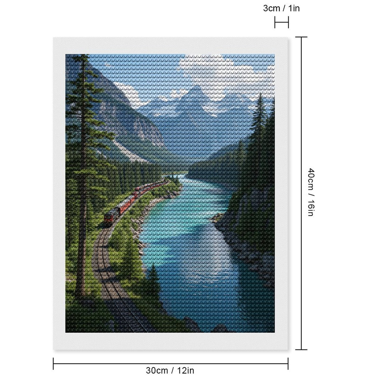 Diamond Art Kits for Adults, Mountain Train River Journey 5D Diamond Painting Kits for Adults Beginners, DIY Full Drill Diamond Painting, Gem Art and Crafts 12x16