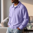 thumbnail image 5 of Dwellite Mens Casual Waffle Polo Shirts Button Collared Shirts Long Sleeve Sweater Fall Winter Solid Color Clothes Light Purple M, 5 of 10