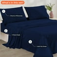 thumbnail image 3 of CCNY 600 TC Egyptian Cotton Bed Sheets, Luxurious Soft for Hotel Quality 4Pc Sheet Set - 1 Fitted Sheet, 1 Flat Sheet & 2 Pillowcases 21 Inch Deep Pocket (Twin XL-Navy Blue Solid), 3 of 8