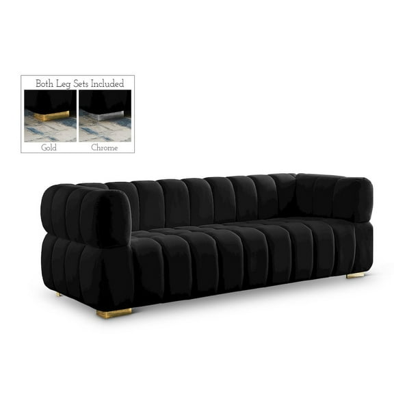 Meridian Furniture Gwen Black Velvet Sofa