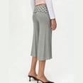 thumbnail image 5 of Gaucho Pants for Women Fold Over Low Rise Wide Leg Yoga Capri Pants Summer Comfy Flowy Lounge Culottes Pants, S, 5 of 8