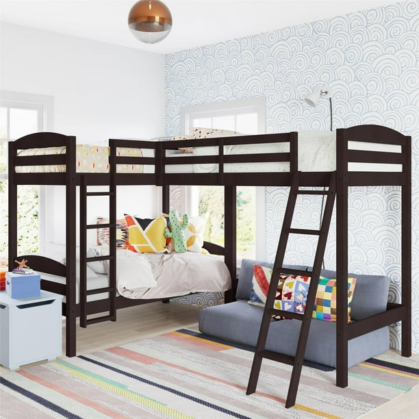 Better Homes & Gardens Leighton Kids' Wood Triple Bunk Bed, Twin Size