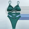 thumbnail image 4 of Gaecuw Two Piece Swimsuit for Women Women Bikini Set for Women Sleeveless Swimwear Top High Waisted Thong Briefs Swim Bottom Slip On Closure Swimsuits Solid Bathing Suits Cutout Hollow Resort Wear, 4 of 6