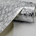 thumbnail image 6 of Q QIHANG 1.73' W x 32.8'L Small Gold Foil Lattice Mosaic Reflective Modern Style KTV Bar Wall Paper PVC Non-Pasted Wallpaper (Silver), 6 of 14