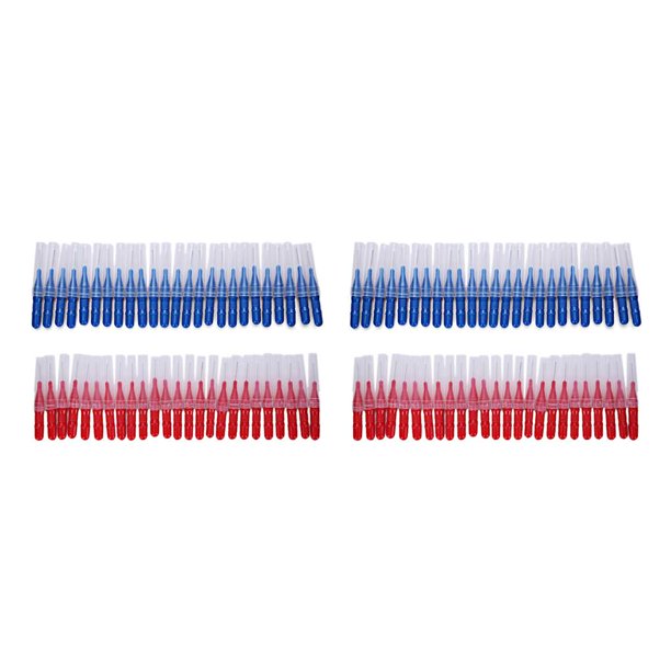 Vogacara 50 Pieces Hygiene Interdental Brush Tooth Household Stainless Removes Soft Health Floss Toothpick Sticks Head Supplies Steel Azul rojo 11*6*2cm 2piezas