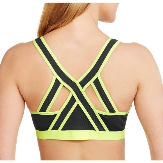Danskin Now Criss Cross Back Straps Front Close Sports Bra, Medium Impact
