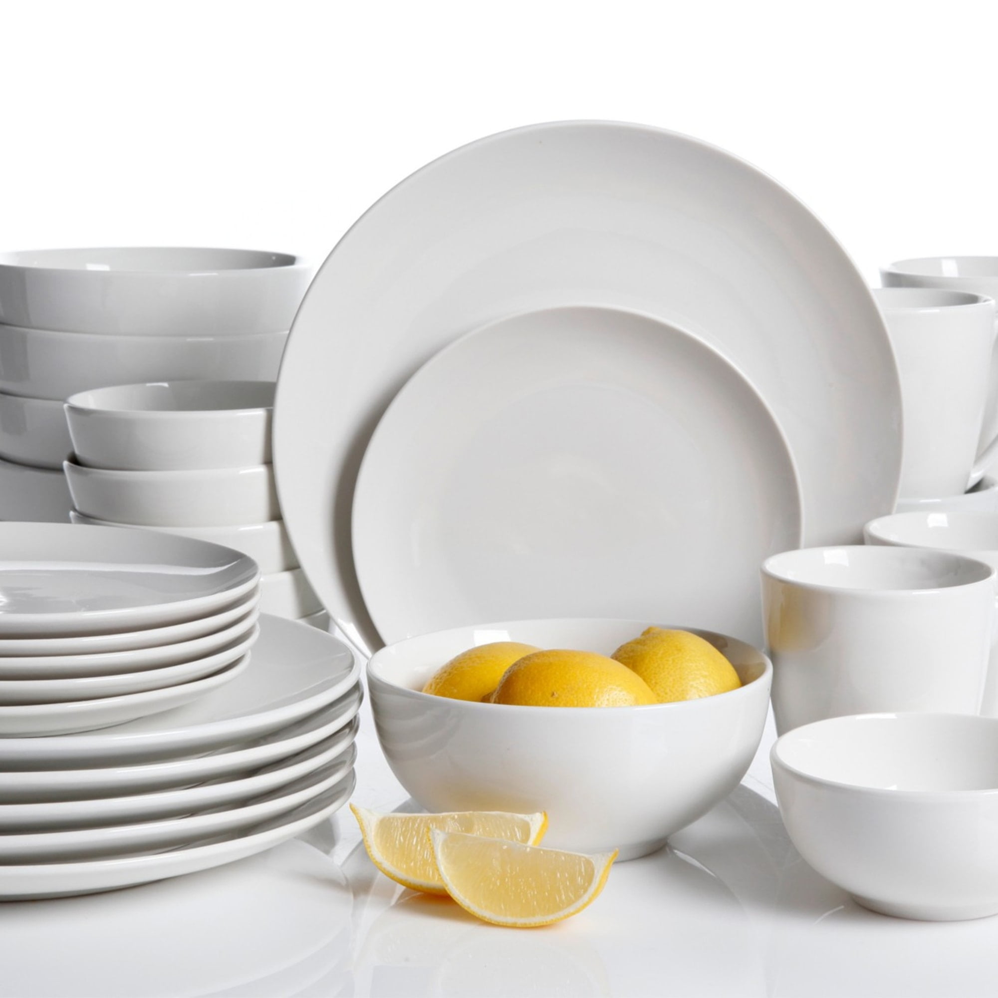 Gibson Home Ogalla 30 Piece Round Porcelain Dinnerware Set in White