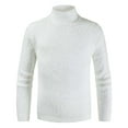 thumbnail image 1 of EGNMCR Chandail Homme Décontracté Uni Col Rond Chandail à Manches Longues Chandail Ajusté Tricoté Col Roulé, 1 of 5