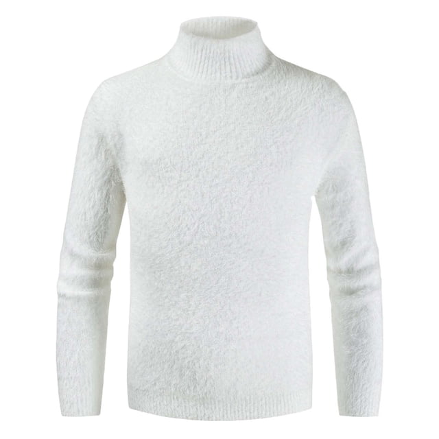 EGNMCR Chandail Homme Décontracté Uni Col Rond Chandail à Manches Longues Chandail Ajusté Tricoté Col Roulé