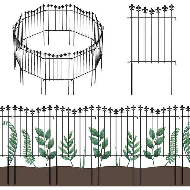 NEX 10 Pack Decorative Garden Fence Panels Animal Barrier for Dog Rustproof Borders