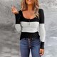 thumbnail image 2 of Blusa de manga larga delgada con botones a juego y cuello redondo para mujer Pompotops  gfhjh18038, 2 of 5