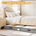 thumbnail image 6 of Under Bed Storage Bins with Clear PVC Lids – 2 Pack Large Underbed Organizers with Heavy-Duty Handles, Reinforced with 800G PP Panels & 80G Non-Woven Fabric – Waterproof & Foldable, Gery, 6 of 17