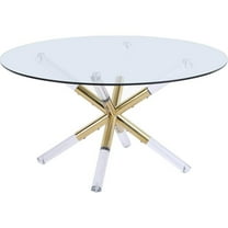 Pemberly Row Modern Acrylic and Gold Metal Glass Top Coffee Table