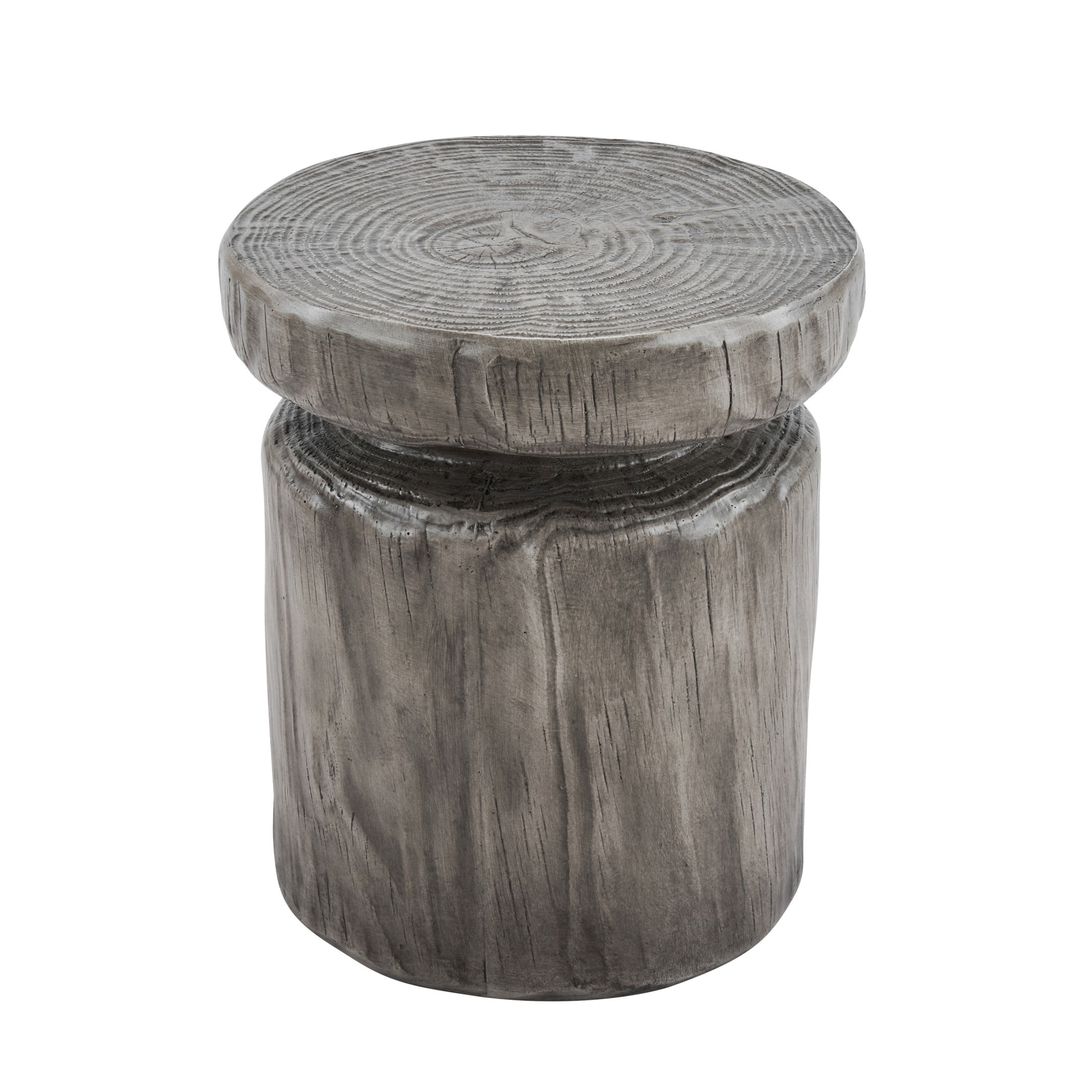 Christopher Knight Home Indoor/Outdoor Wood Grain Side Table, MGO Lightweight Concrete Tree-Stump, Gray