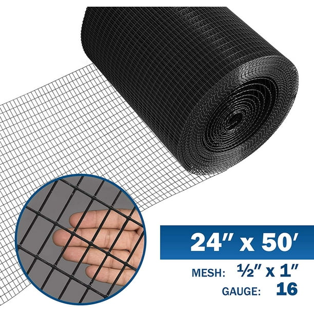 Fencer Wire 16 Gauge Black Vinyl Coated Welded Wire Mesh Size 0 5 Inch By 1 Inch 2 Ft X 50 Ft Walmart Com