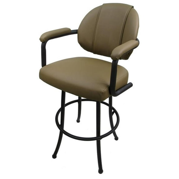 Tobias Designs 26" Vinyl Upholstered Swivel Counter Stool in Sandstone and Black